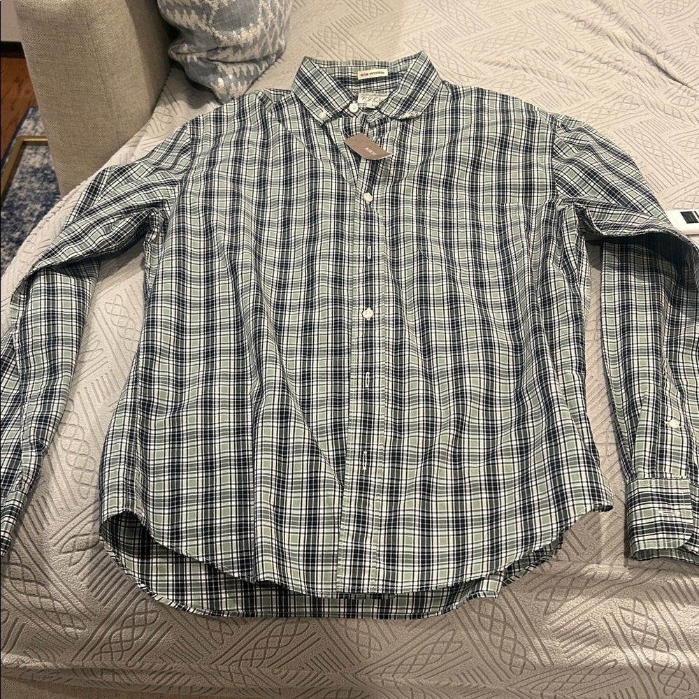 J. Crew Men's Checkered Shirt - Black and White